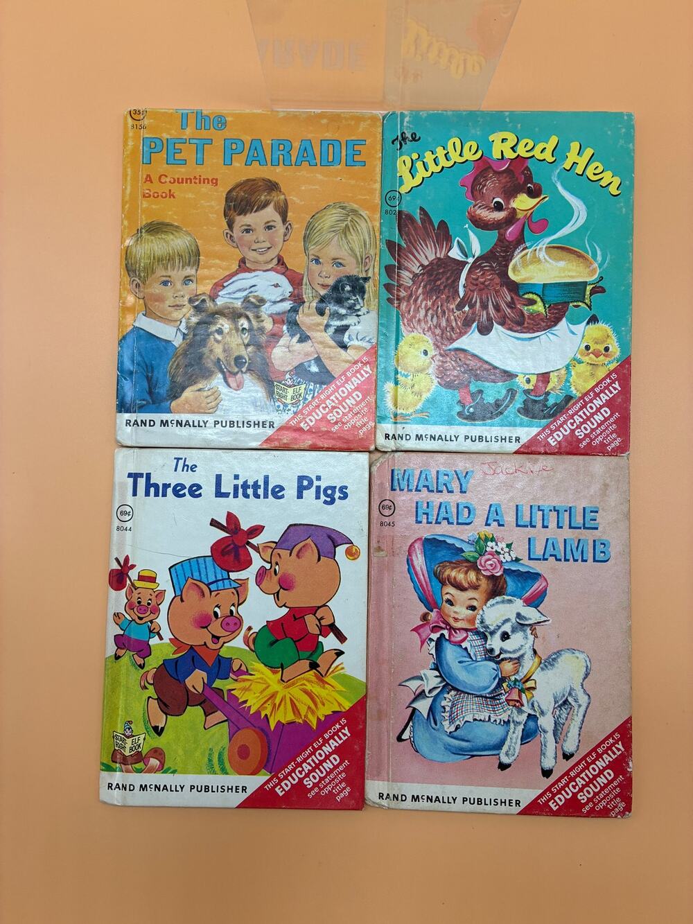 Rand McNally Junior Elf Book Lot of 4 - 3 Little Kittens, Little Bo-Peep Vintage